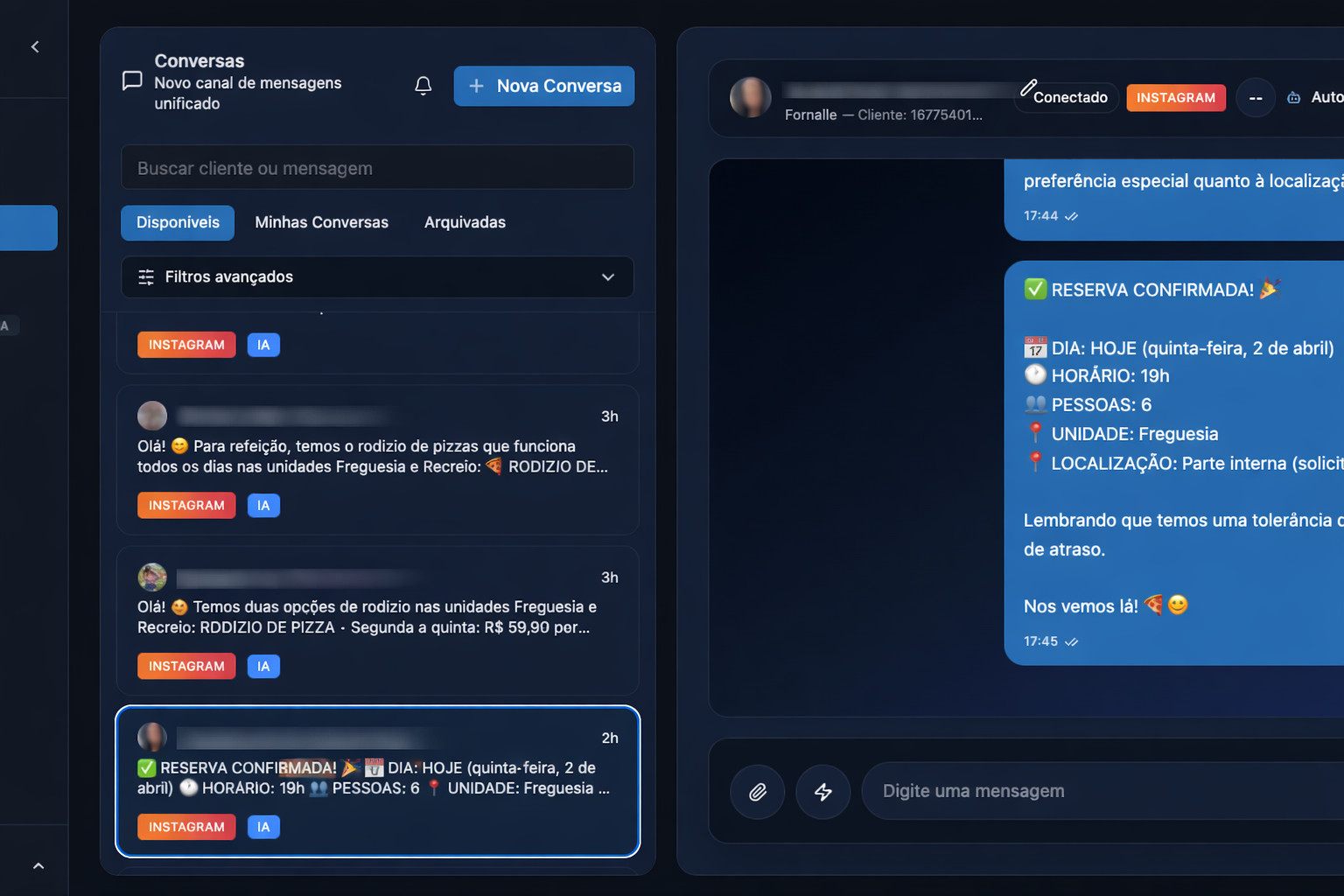Painel de Conversas - Instafull
